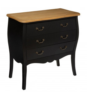 Commode 3 Tiroirs Chrysa en Bois Noir et Naturel 