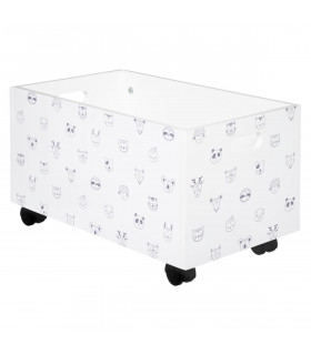 Coffre à Jouets à roulettes Blanc avec motifs