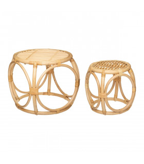 Set de 2 tables d'appoint Aoni en Rotin