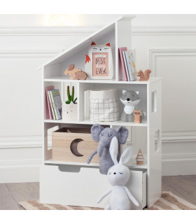 Maison Etagère de rangement avec Coffre à Roulettes