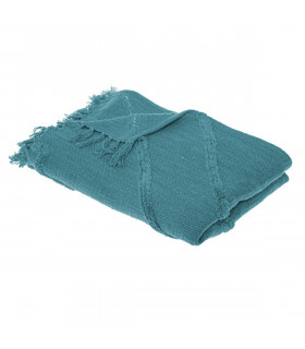Jeté de Lit en Coton Canard motif Inca tufté 130 x 180 cm