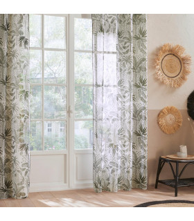 Voilage Vert kaki motif Cuba 140 x 240 cm