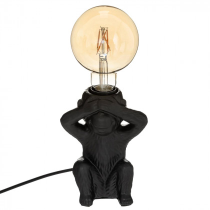 Lampe Socle Céramique Singe Noir H 17