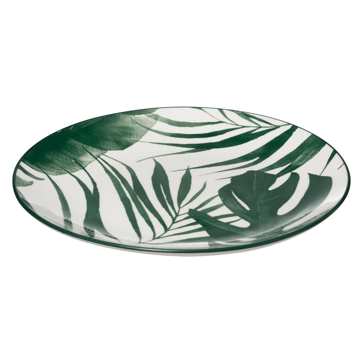 Service de table 18 Pièces en porcelaine décor Palme Vert - Assiettes -  Décomania