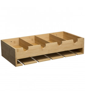 Étagère Murale Mini Bar en Bambou 4 Bouteilles et 10 Verres 