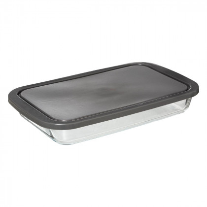 Plat rectangulaire en verre avec couvercle 35 x 21 cm
