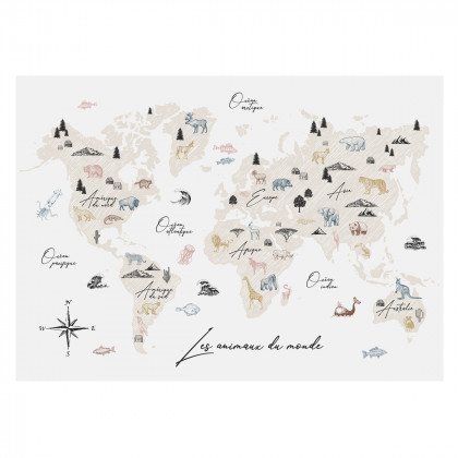 Une planche Sticker Les Animaux du monde 50 x 70 cm