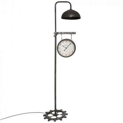 Lampadaire Horloge Perez en Métal Gris industriel H 188 cm