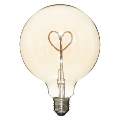 Ampoule décorative LED forme Coeur ambré G125 2W