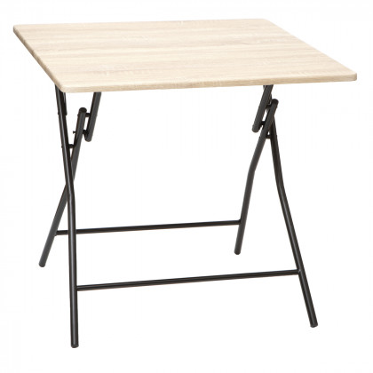 Table pliante 4 places Noir et  effet Bois 80 x 80 cm