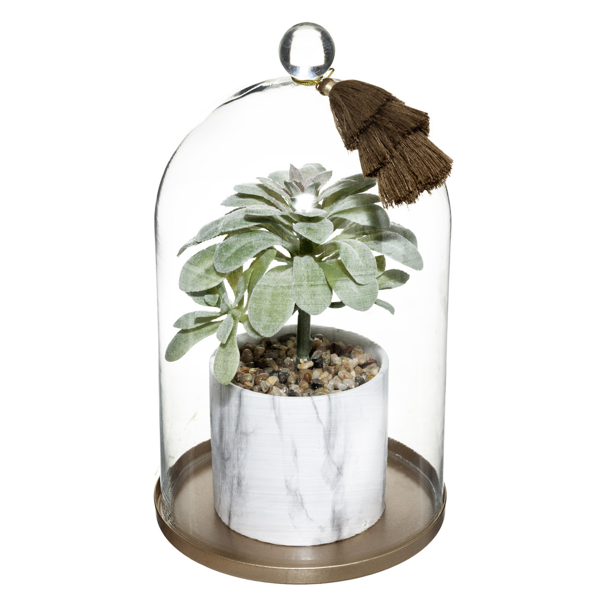 Plante artificielle sous Cloche en verre Pot en céramique H 25 cm - Fleurs  et plantes artificielles - Décomania