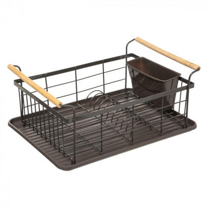 Egouttoir à vaisselle avec range-couverts en métal Noir charbon