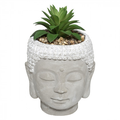 Plante Artificielle Pot Bouddha en Ciment H 13,5 cm