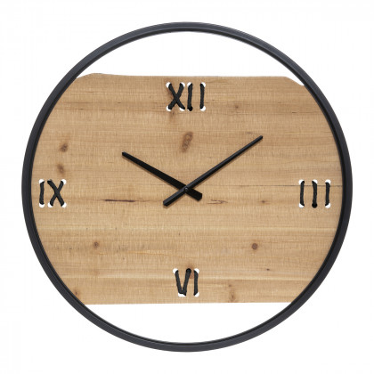 Horloge Wild en métal et bois D 58 cm