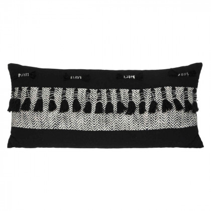 Coussin long déhoussable en Coton Noir & Blanc 35 x 75 cm