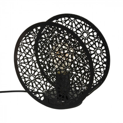 Lampe ronde Lonzo en métal noir H 22 cm