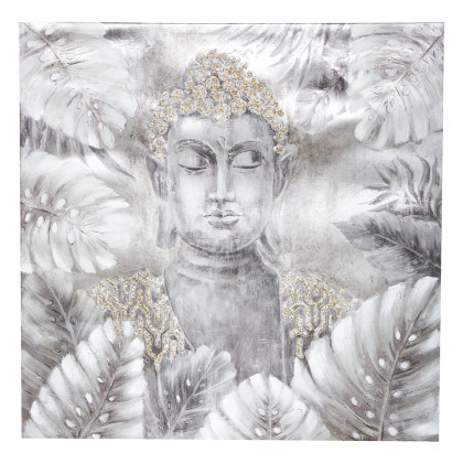 Toile peinte Bouddha avec relief 78 x 78 cm