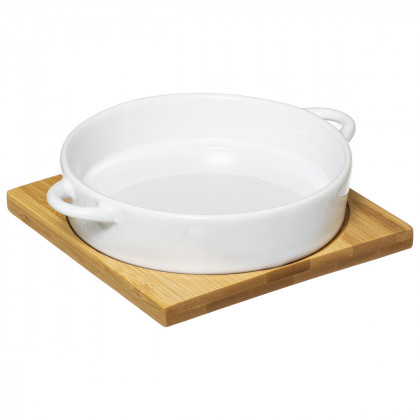 Mini Plat Céramique sur socle en Bambou 