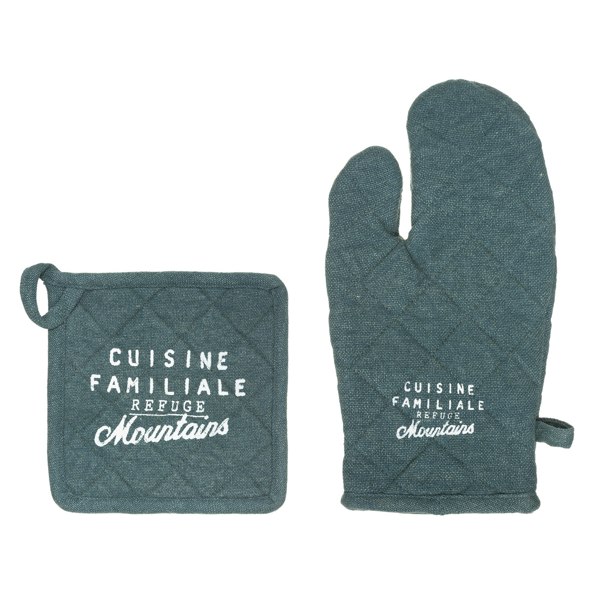 Set Gant de cuisine et Manique en Coton aspect cuir - Torchons, gants , maniques - Décomania
