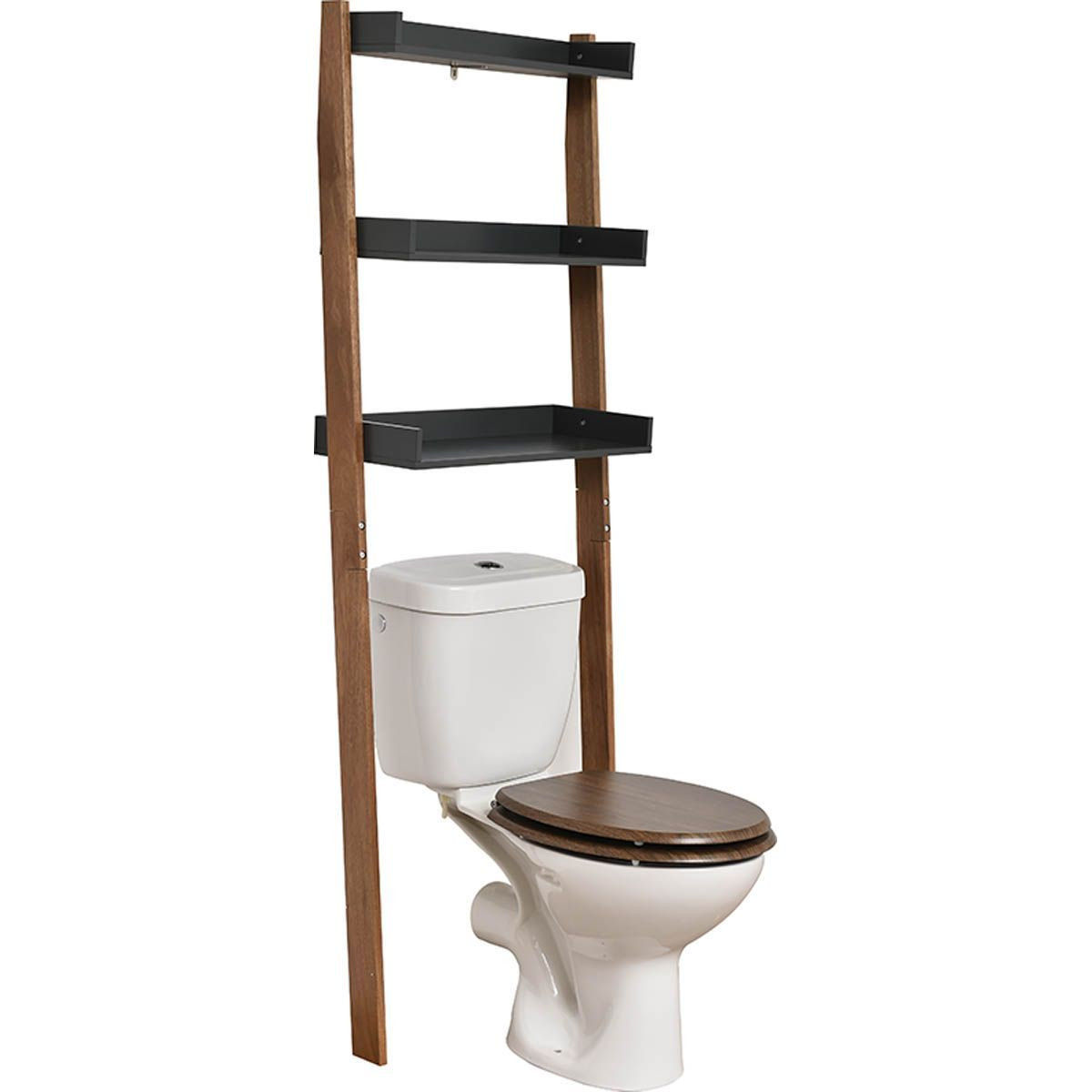 Meuble dessus de toilettes Acacia pont 3 étagères - Mobilier de