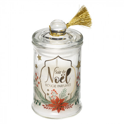 Bougie Parfumée dans Pot en Verre avec pompon D 6 cm