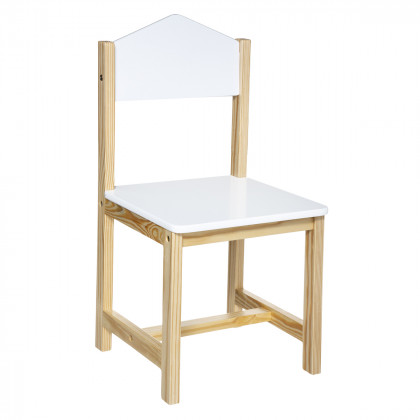 Chaise Maison pour Enfant en bois blanc et naturel H 59 cm