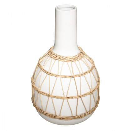 Vase en céramique et rotin H 29 cm
