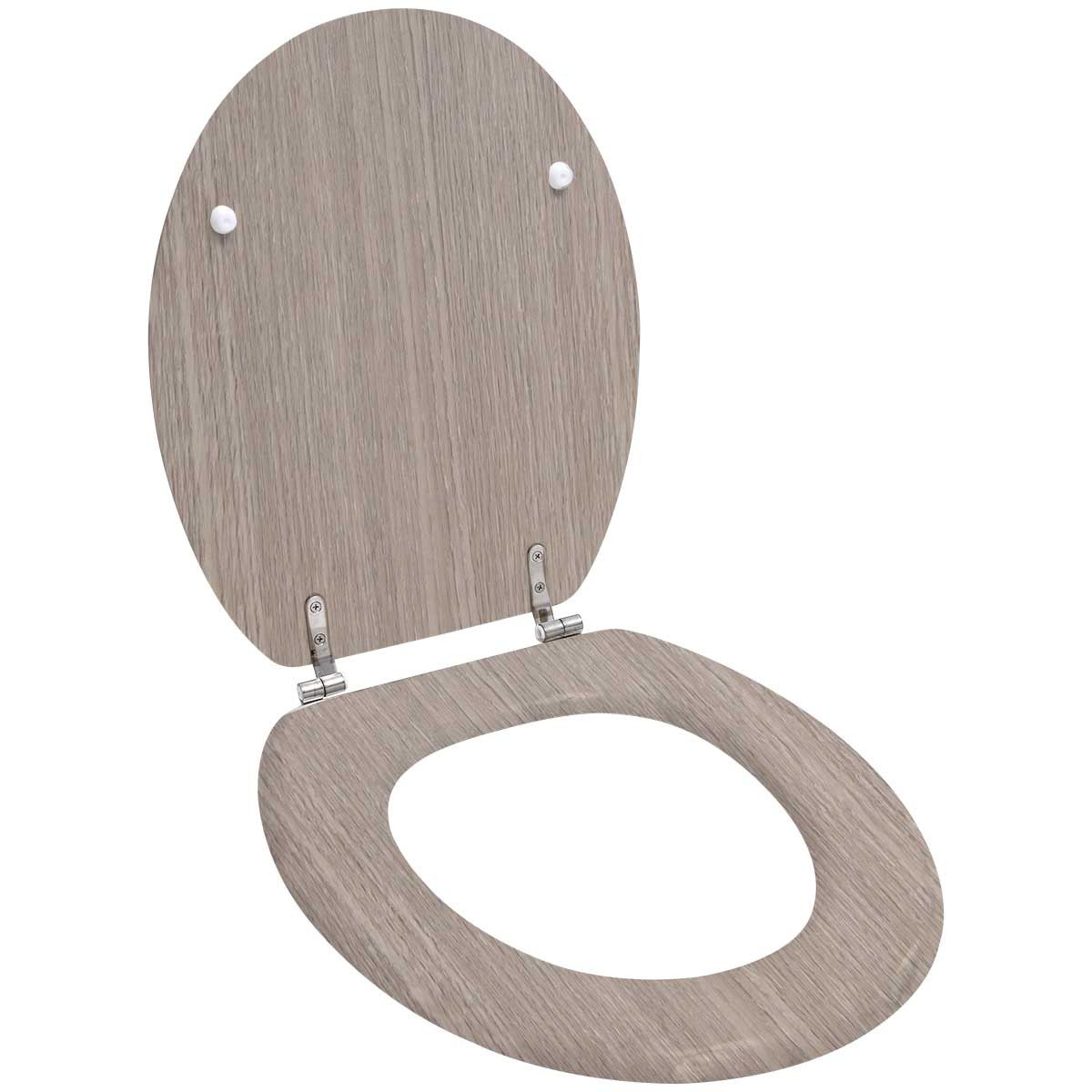 Abattant WC aspect Chêne clair avec Kit fixation en Acier Inoxydable -  Accessoires de WC - Décomania