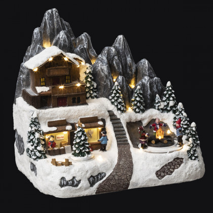 Village de Noël lumineux et animé Refuge en altitude
