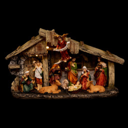 Crèche de Noël lumineuse avec 11 santons H 18 cm