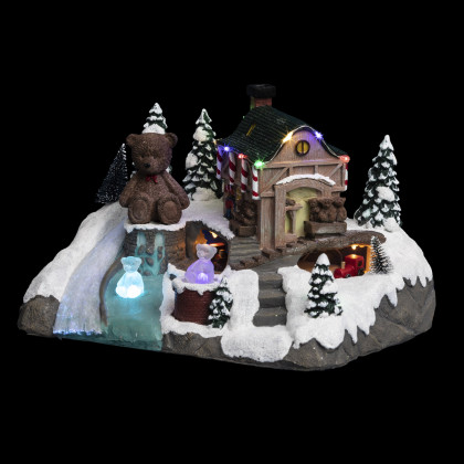 Village de Noël lumineux et animé Usine d'ourson du Père Noël