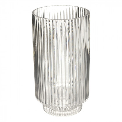 Vase en verre strié D 12 x H 23 cm 