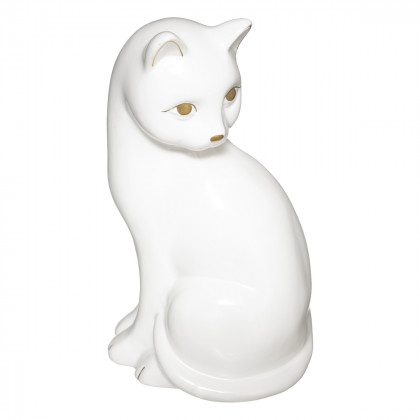 Chat blanc en céramique H 26 cm