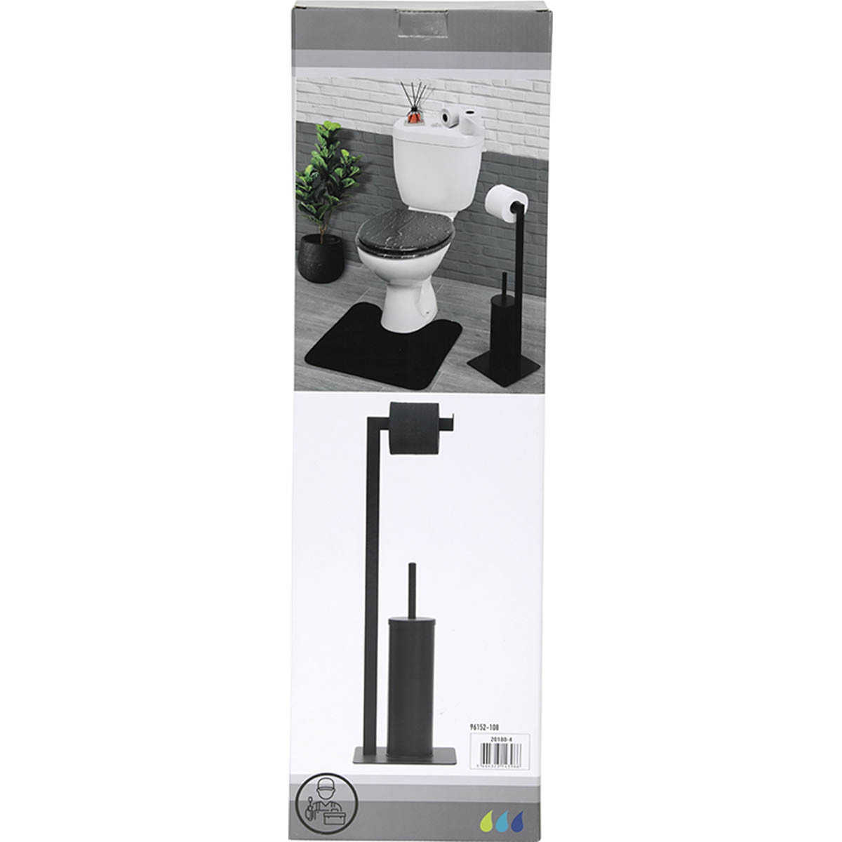 Brosse WC avec support et Dérouleur Papier toilette en métal noir -  Accessoires de WC - Décomania