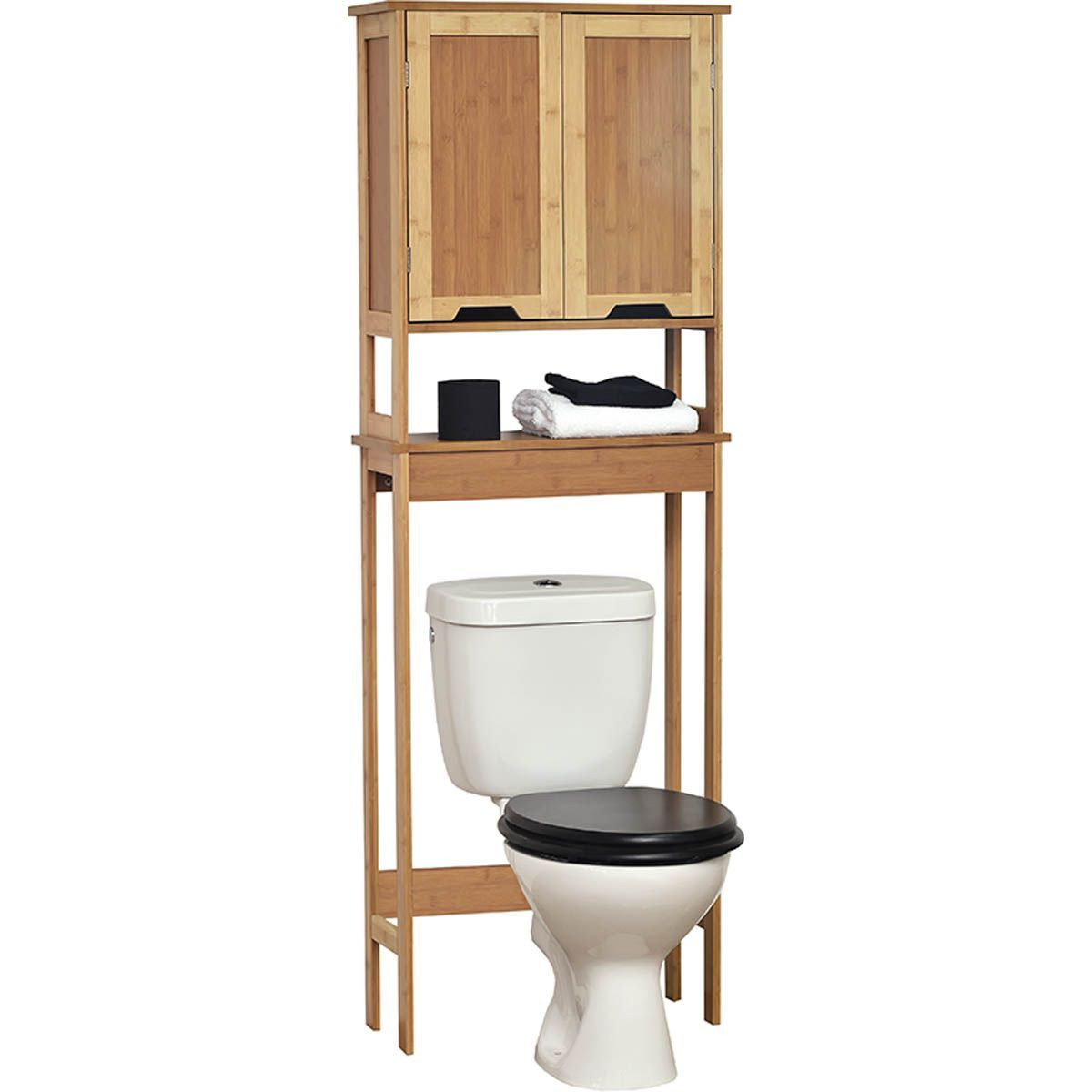 Meuble dessus de Toilettes WC 2 Portes 1 Etagère et 1 Tablette - Mahé -  Mobilier de salle de bain - Décomania