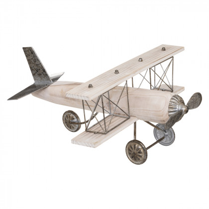 Avion décoratif  en Métal et Bois L 45 cm