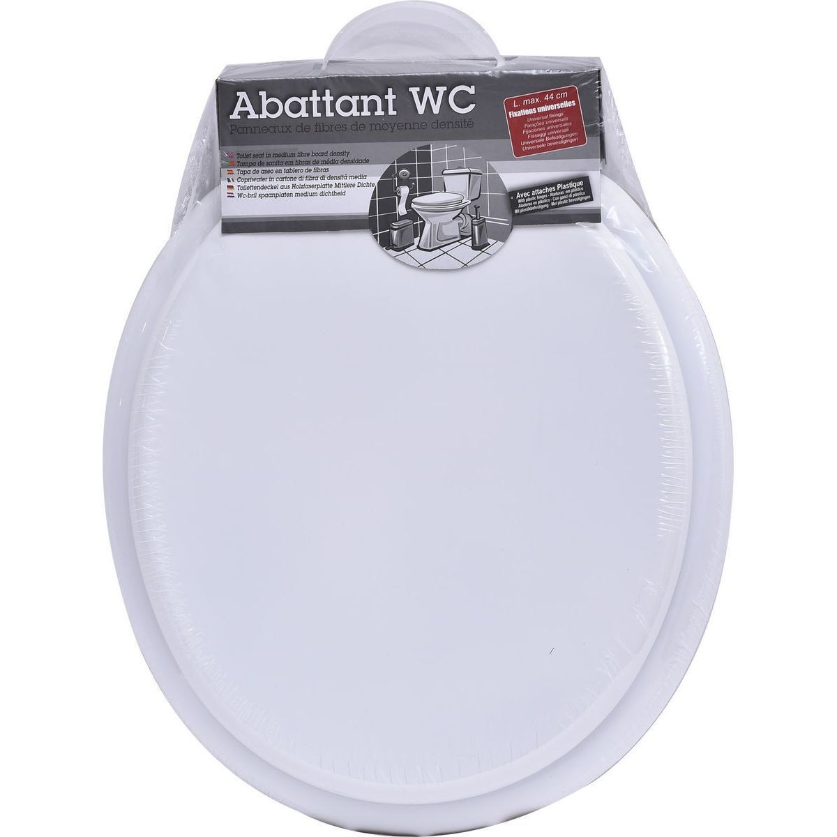 Abattant WC en Bois Blanc avec kit de fixation - Accessoires de WC -  Décomania