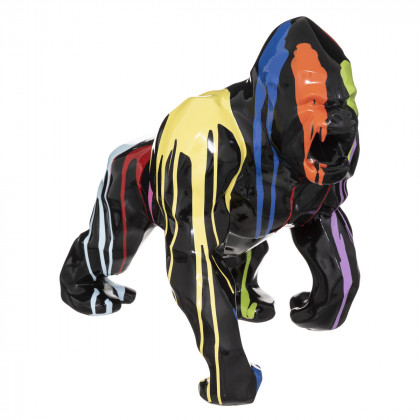 Gorille décoratif en résine Noire et peint Trash 