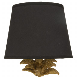 Lampe à poser Palmier en métal doré et Abat-jour Noir H 45.5 cm