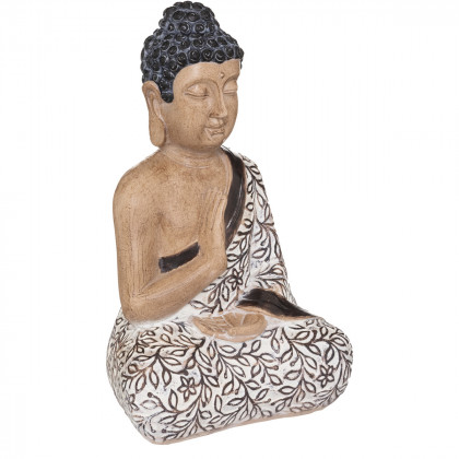 Bouddha assis en résine multicolore H 37.50 cm