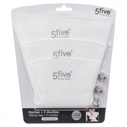 Set 3 Poches à douilles en Inox et réutilisables