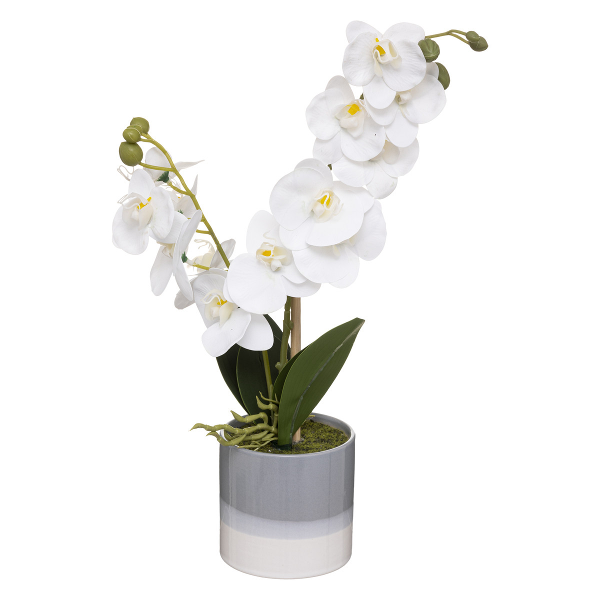 Plante artificielle orchidée H.0,75 m 4 branches 43 fleurs pot