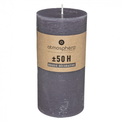 Bougie rustique cylindrique gris H14