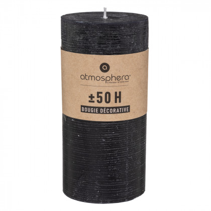 Bougie rustique cylindrique noir H14