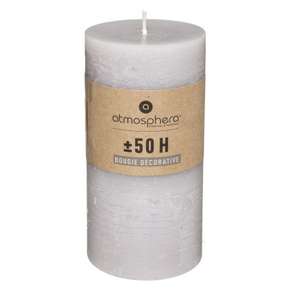 Bougie rustique cylindrique taupe H14