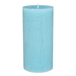 Bougie rustique cylindrique turquoise H14