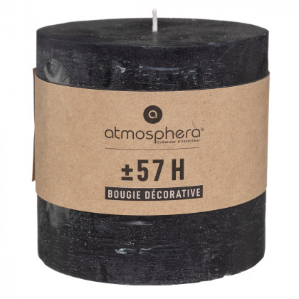 Bougie rustique ronde noir D10
