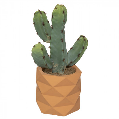 Cactus artificiel en Pot Céramique H 24 cm 