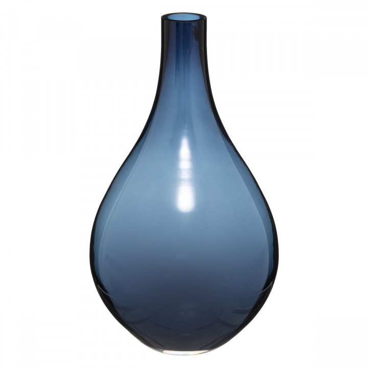Vase Bouteille en Verre Bleu H 35 cm