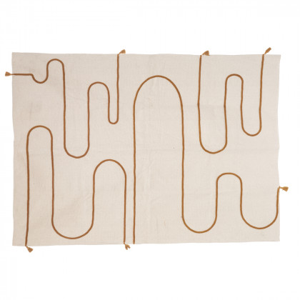 Tapis décoratif Fresh vibes en Coton motif cordes tressées avec pompons 120 x 170 cm